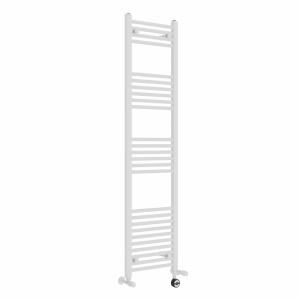 Bergen 1600 x 400mm Dual Fuel Straight White Thermostatic Electric Heated Towel Rail