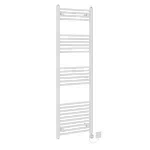 Bergen 1600 x 500mm Straight White Thermostatic Electric Heated Towel Rail with White Terma Element