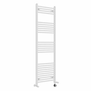 Bergen 1600 x 500mm Dual Fuel Straight White Thermostatic Electric Heated Towel Rail