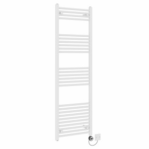 Bergen 1600 x 500mm Straight White Thermostatic Electric Heated Towel Rail with Black Terma Element