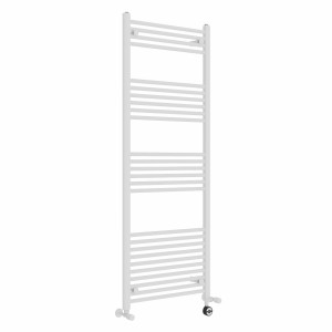 Bergen 1600 x 600mm Dual Fuel Straight White Thermostatic Electric Heated Towel Rail