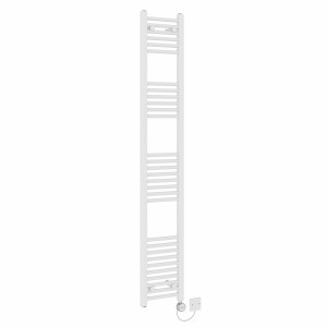 Bergen 1800 x 300mm Straight White Thermostatic Electric Heated Towel Rail with Chrome Terma Element