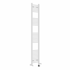 Bergen 1800 x 300mm Dual Fuel Straight White Thermostatic Electric Heated Towel Rail