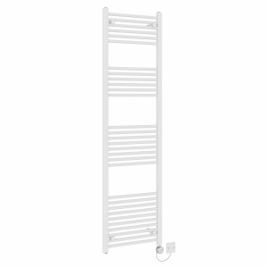 Bergen 1800 x 500mm Straight White Thermostatic Electric Heated Towel Rail with Chrome Terma Element