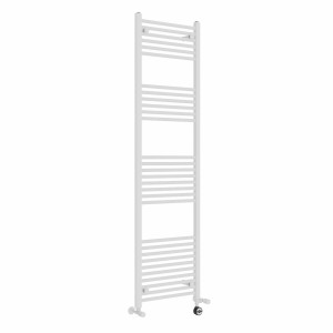 Bergen 1800 x 500mm Dual Fuel Straight White Thermostatic Electric Heated Towel Rail