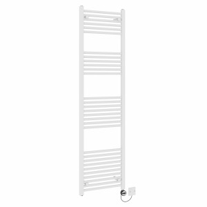 Bergen 1800 x 500mm Straight White Thermostatic Electric Heated Towel Rail with Black Terma Element