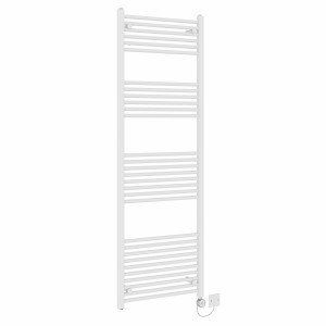Bergen 1800 x 600mm Straight White Thermostatic Electric Heated Towel Rail with Chrome Terma Element