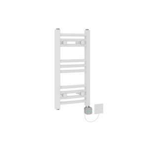 Fjord 600 x 300mm Curved White NEX Thermostatic Bluetooth Electric Heated Towel Rail