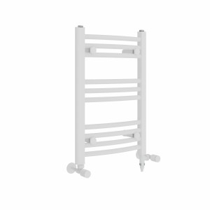 Fjord 600 x 400mm Dual Fuel Curved White Electric Heated Towel Rail