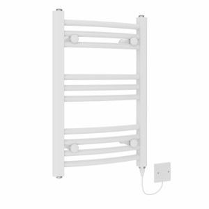 Fjord 600 x 400mm White Curved Electric Heated Towel Rail