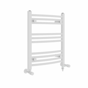 Fjord 600 x 500mm Dual Fuel Curved White Electric Heated Towel Rail