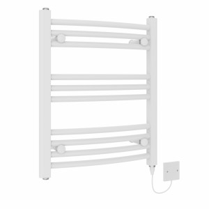 Fjord 600 x 500mm White Curved Electric Heated Towel Rail
