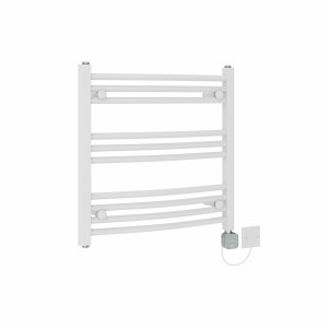 Fjord 600 x 600mm Curved White NEX Thermostatic Bluetooth Electric Heated Towel Rail