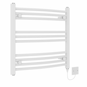 Fjord 600 x 600mm White Curved Electric Heated Towel Rail