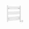 Fjord 600 x 600mm Curved White Thermostatic Electric Heated Towel Rail with White Terma Element