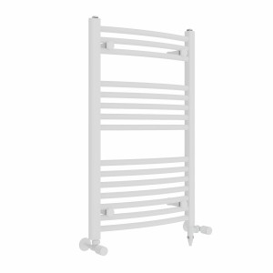 Fjord 800 x 500mm Dual Fuel Curved White Electric Heated Towel Rail