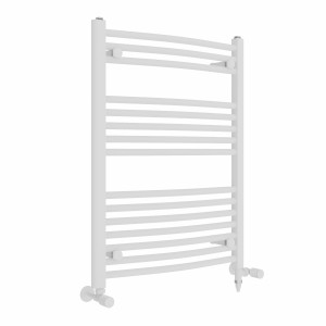 Fjord 800 x 600mm Dual Fuel Curved White Electric Heated Towel Rail