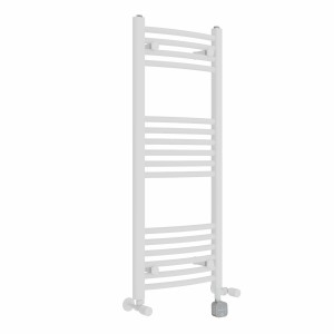 Fjord 1000 x 400mm Dual Fuel Curved White Thermostatic Bluetooth Electric Heated Towel Rail