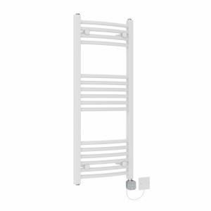 Fjord 1000 x 400mm Curved White NEX Thermostatic Bluetooth Electric Heated Towel Rail