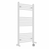 Fjord 1000 x 500mm Dual Fuel Curved White Thermostatic Bluetooth Electric Heated Towel Rail
