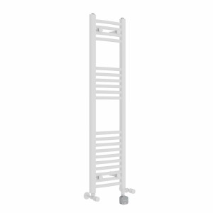 Fjord 1200 x 300mm Dual Fuel Curved White Thermostatic Bluetooth Electric Heated Towel Rail