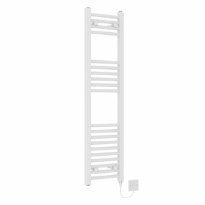 Fjord 1200 x 300mm White Curved Electric Heated Towel Rail