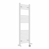 Fjord 1200 x 400mm Dual Fuel Curved White Thermostatic Bluetooth Electric Heated Towel Rail