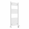 Fjord 1200 x 500mm Dual Fuel Curved White Thermostatic Bluetooth Electric Heated Towel Rail