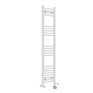 Fjord 1400 x 300mm Dual Fuel Curved White Thermostatic Bluetooth Electric Heated Towel Rail
