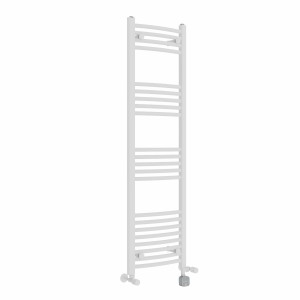 Fjord 1400 x 400mm Dual Fuel Curved White Thermostatic Bluetooth Electric Heated Towel Rail