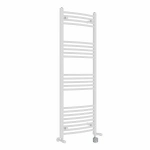 Fjord 1400 x 500mm Dual Fuel Curved White Thermostatic Bluetooth Electric Heated Towel Rail