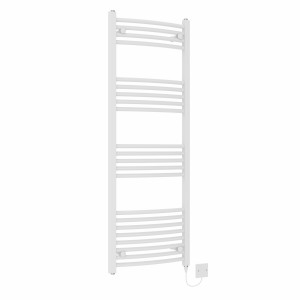 Fjord 1400 x 500mm White Curved Electric Heated Towel Rail