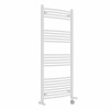 Fjord 1400 x 600mm Dual Fuel Curved White Thermostatic Bluetooth Electric Heated Towel Rail