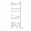 Fjord 1400 x 600mm Curved White Thermostatic Electric Heated Towel Rail with White Terma Element