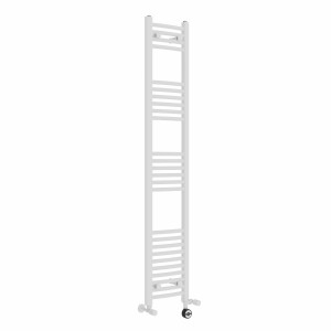 Fjord 1600 x 300mm Dual Fuel Curved White Thermostatic Electric Heated Towel Rail