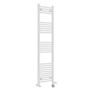 Fjord 1600 x 400mm Dual Fuel Curved White Thermostatic Bluetooth Electric Heated Towel Rail