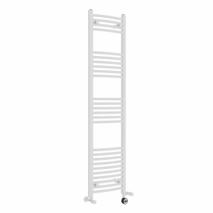 Fjord 1600 x 400mm Dual Fuel Curved White Thermostatic Electric Heated Towel Rail