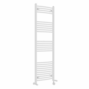 Fjord 1600 x 500mm Dual Fuel Curved White Thermostatic Electric Heated Towel Rail