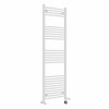 Fjord 1600 x 500mm Dual Fuel Curved White Thermostatic Electric Heated Towel Rail