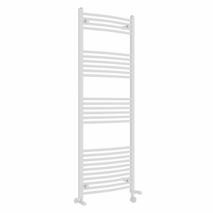 Fjord 1600 x 600mm Dual Fuel Curved White Thermostatic Electric Heated Towel Rail