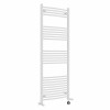 Fjord 1600 x 600mm Dual Fuel Curved White Thermostatic Electric Heated Towel Rail