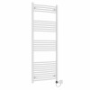 Fjord 1600 x 600mm Curved White Thermostatic Electric Heated Towel Rail with Black Terma Element