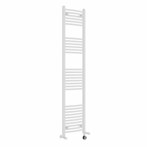 Fjord 1800 x 400mm Dual Fuel Curved White Thermostatic Electric Heated Towel Rail