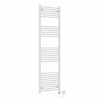 Fjord 1800 x 500mm Curved White Thermostatic Electric Heated Towel Rail with Chrome Terma Element