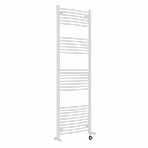 Fjord 1800 x 600mm Dual Fuel Curved White Thermostatic Electric Heated Towel Rail