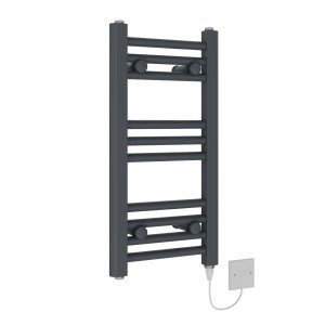 Bergen 600 x 300mm Anthracite Straight Electric Heated Towel Rail