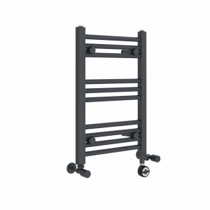 Bergen 600 x 400mm Dual Fuel Straight Anthracite Thermostatic Electric Heated Towel Rail