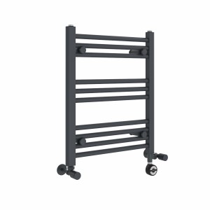 Bergen 600 x 500mm Dual Fuel Straight Anthracite Thermostatic Electric Heated Towel Rail
