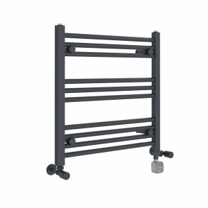 Bergen 600 x 600mm Dual Fuel Straight Anthracite Thermostatic Bluetooth Electric Heated Towel Rail