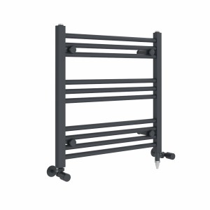 Bergen 600 x 600mm Dual Fuel Straight Anthracite Electric Heated Towel Rail